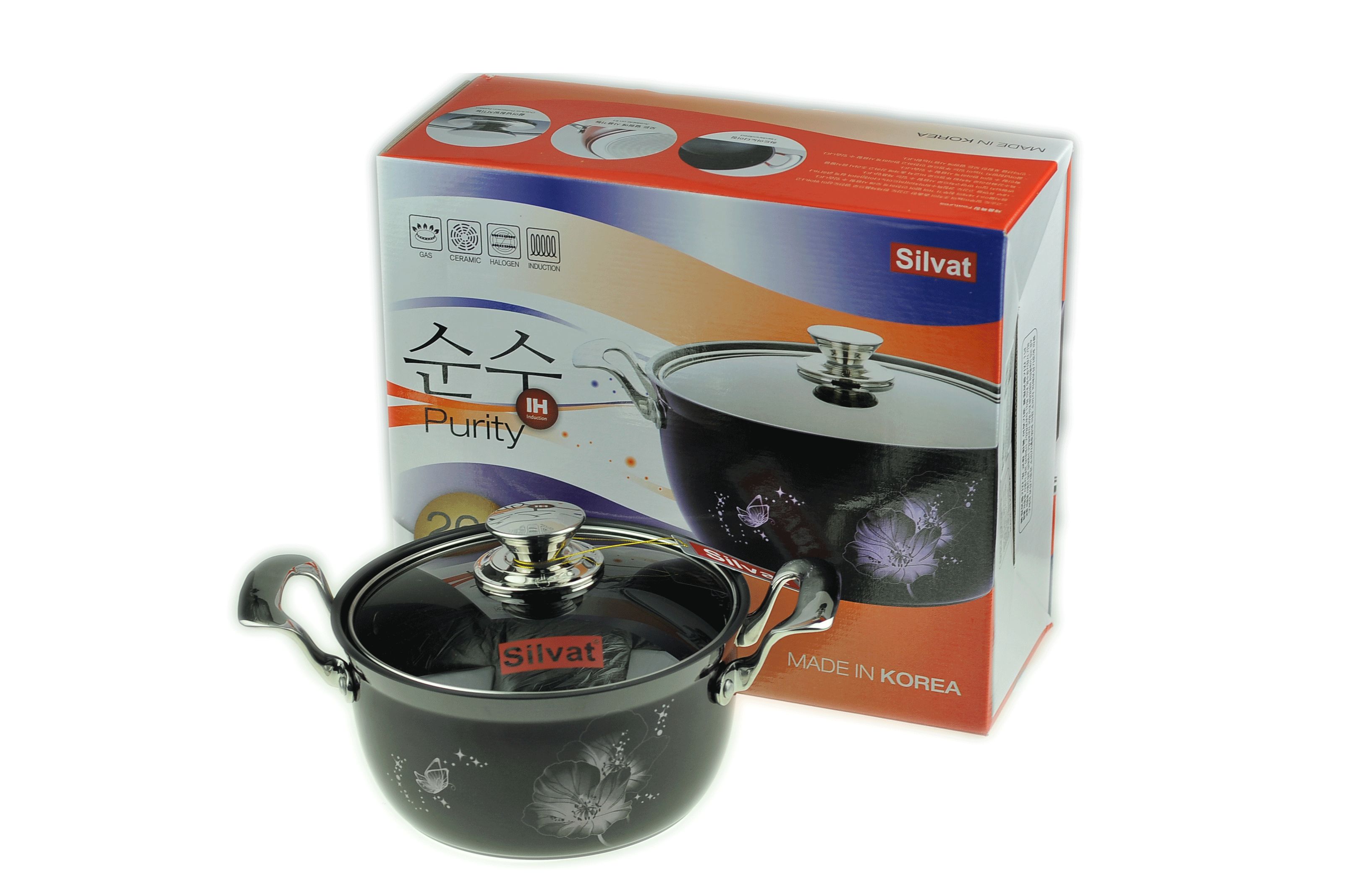 Cocina código corea original importado purple universal alta pureza doble mango olla 20cm pic 4