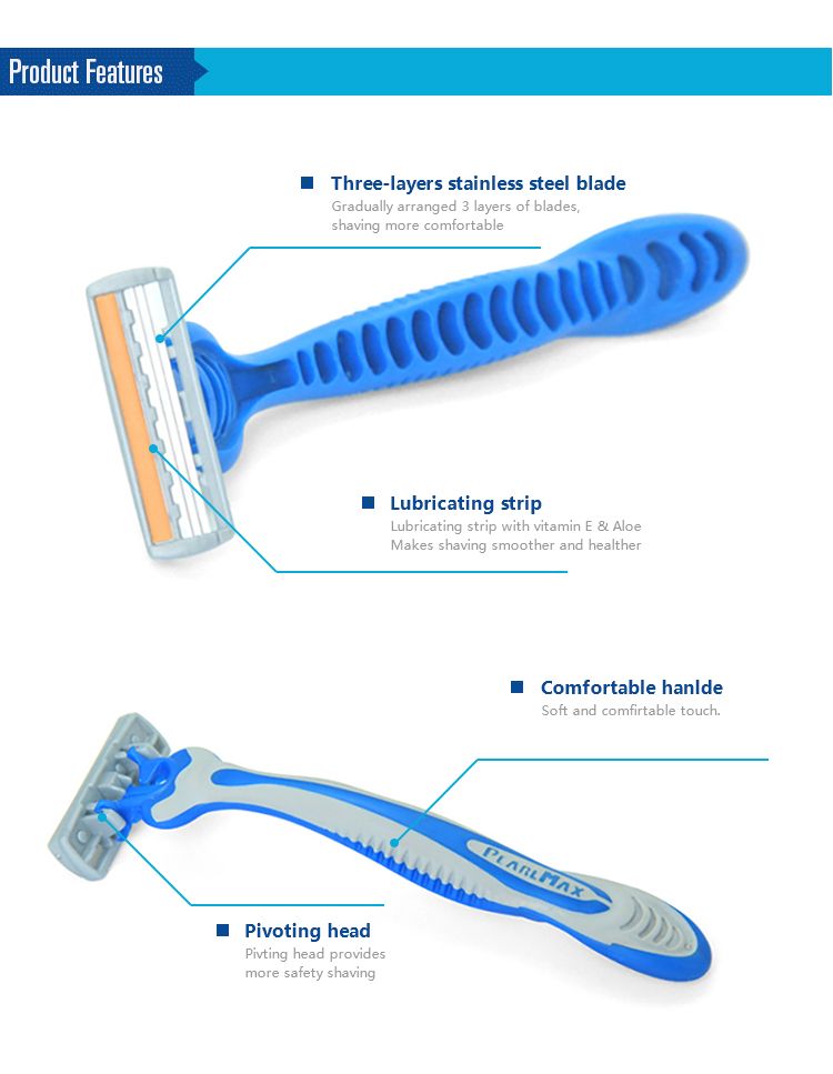 Factory direct sales: 8-piece men's style with 3-layer blade heads and sliders, made of imported materials detail image 2