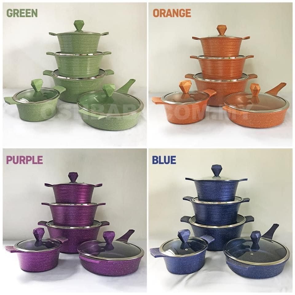 dessini brand's new 17-piece set of aluminum die-cast non-stick POTS, marble soup POTS, granite frying POTS and noodle POTS, 17 pieces undefined