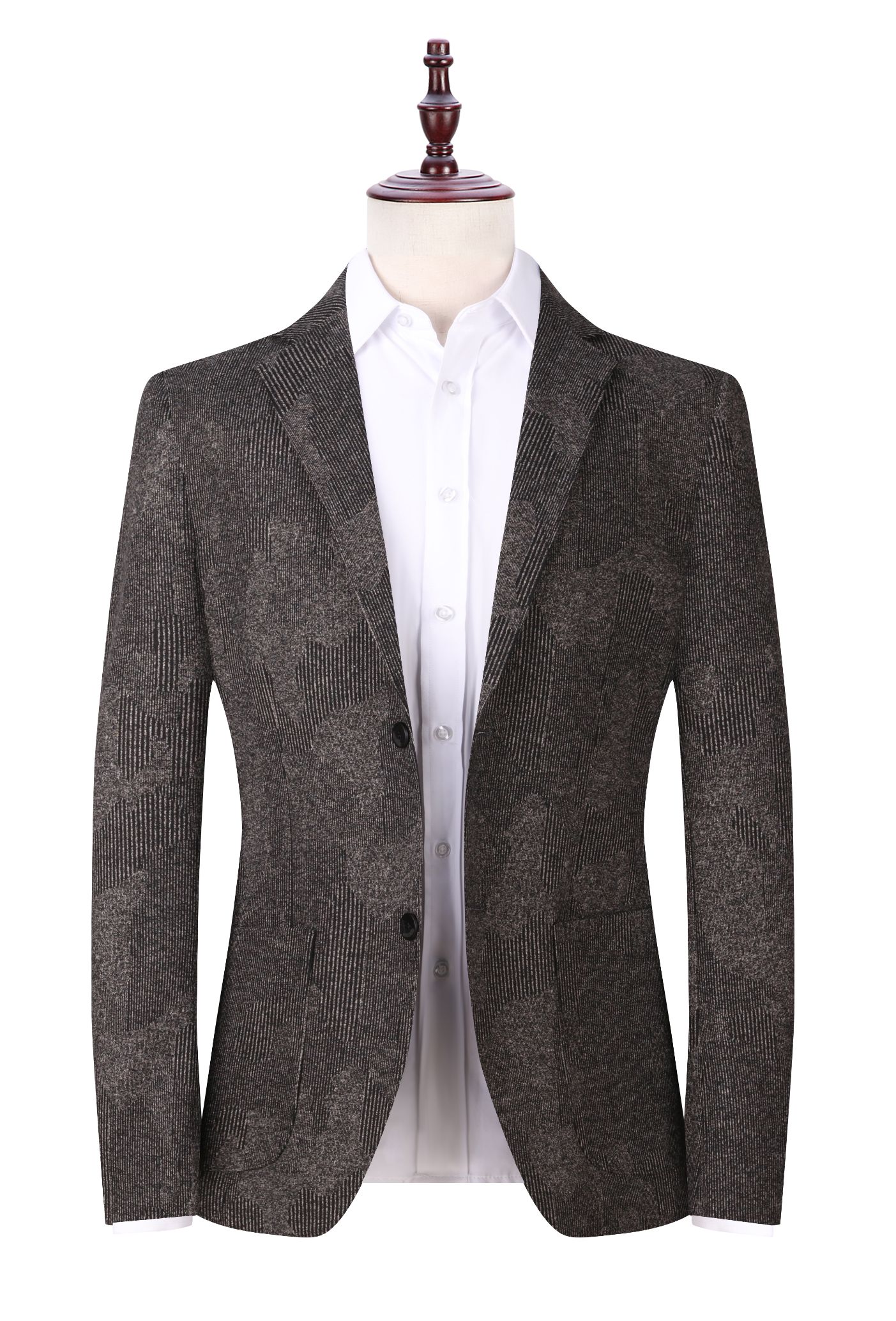 Autumn and winter new knitted jacquard imitation wool suit young men small suit men slim casual suit thumbnail