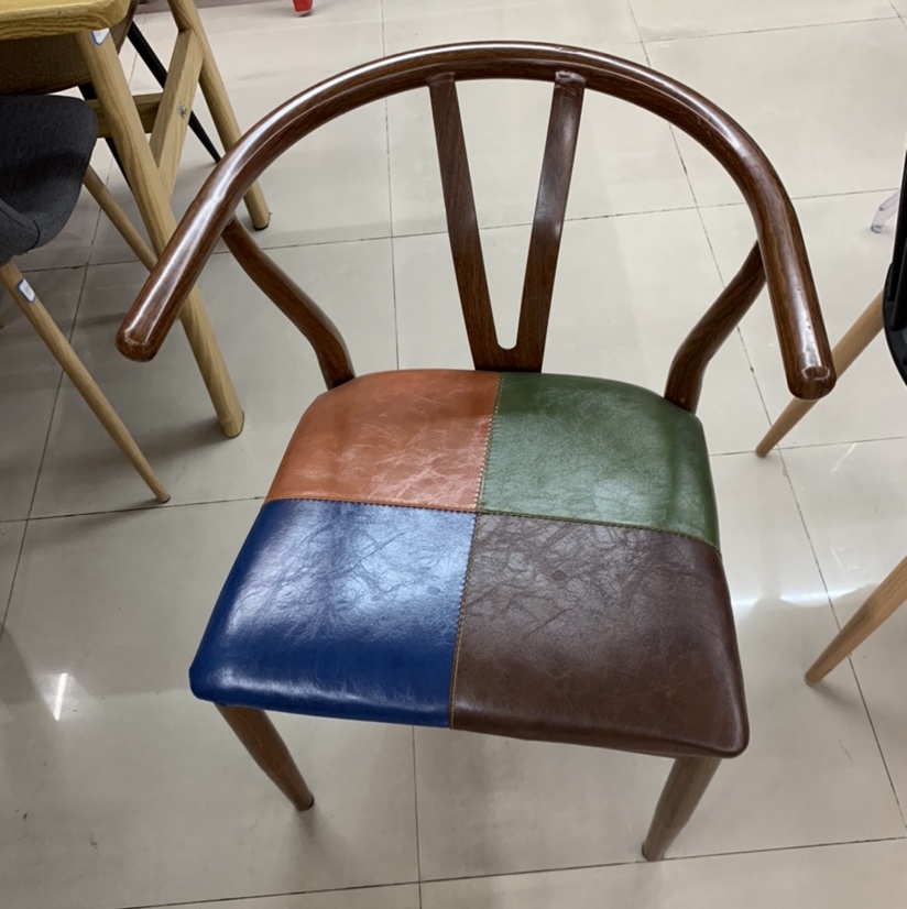 Iron Chair Deep Red Wood Grain Transfer Four-Panel Color Chair