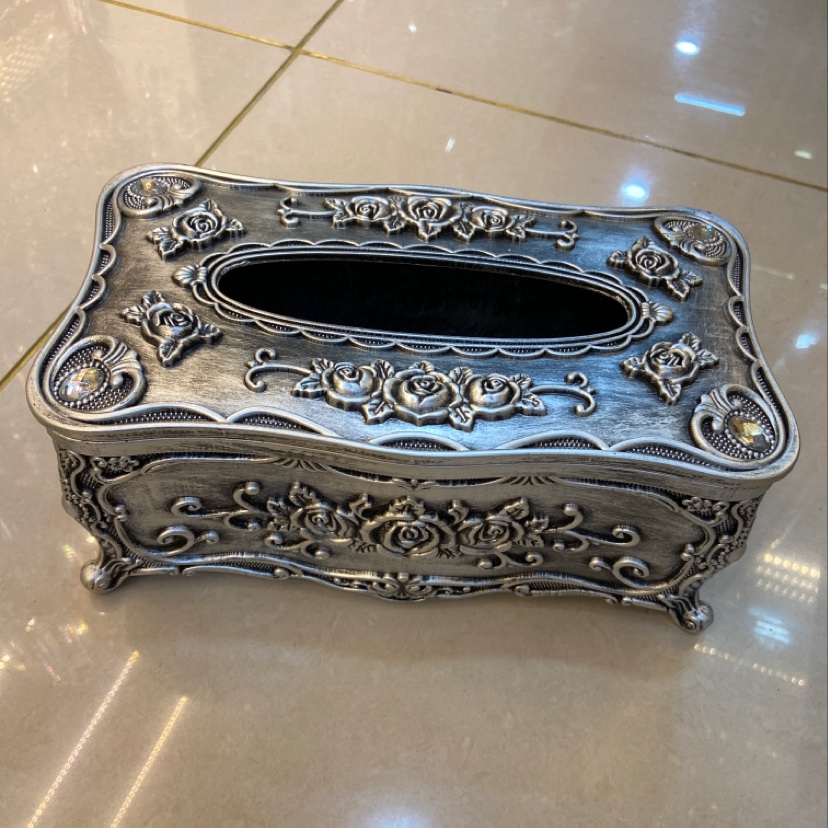 银色 玫瑰宫廷欧式风格纸巾盒餐巾纸盒多色批发
