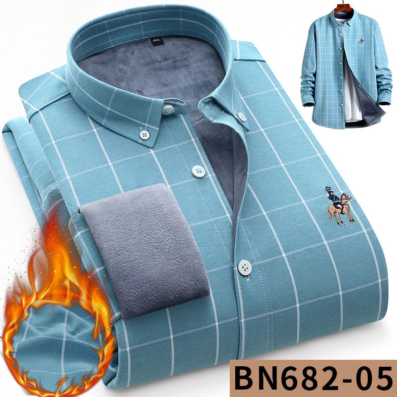 New diamond fleece warm shirt for men, checked business casual winter, middle-aged matte fleece thickened shirt for men Application Scenario