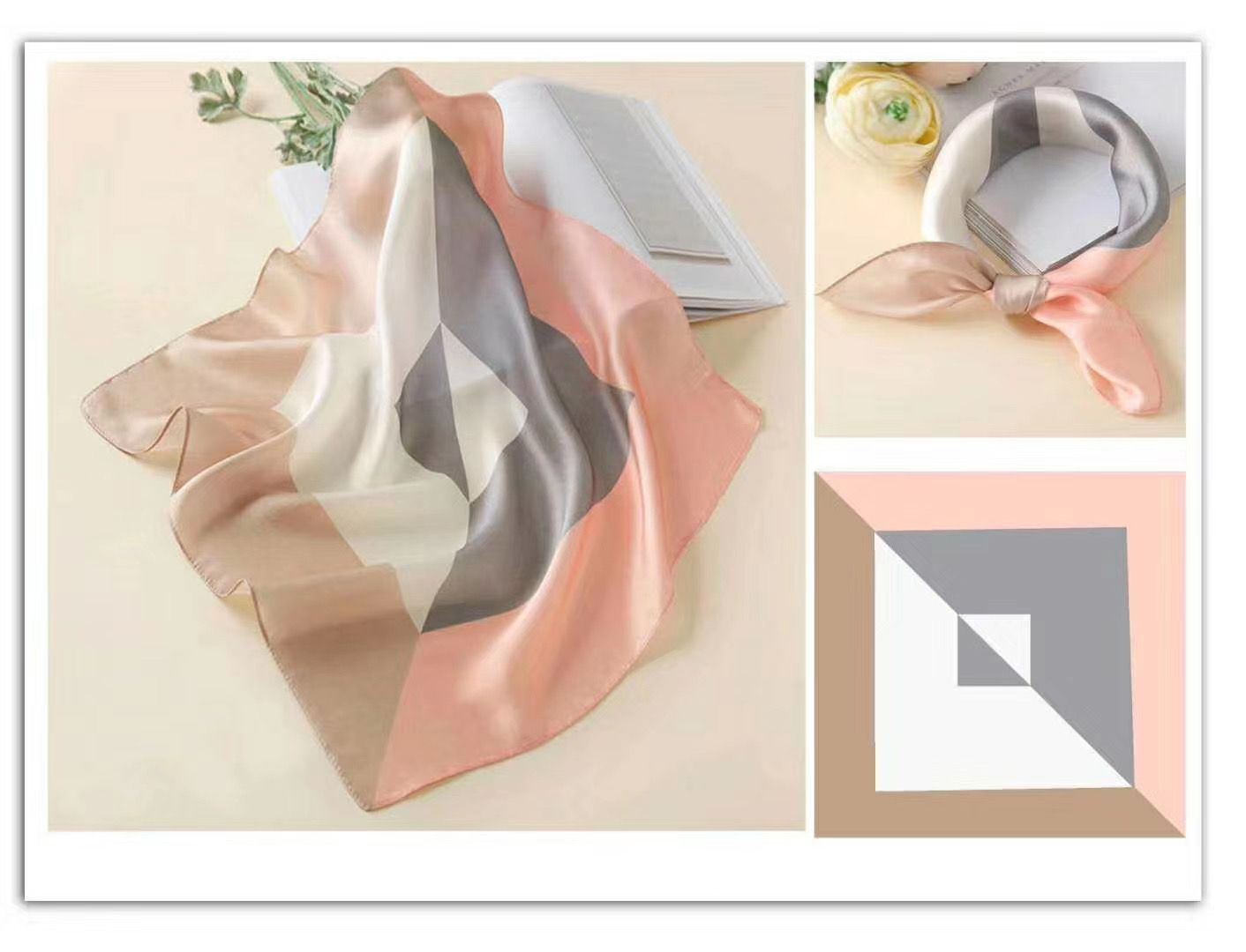Small pink silk square shawl shawl