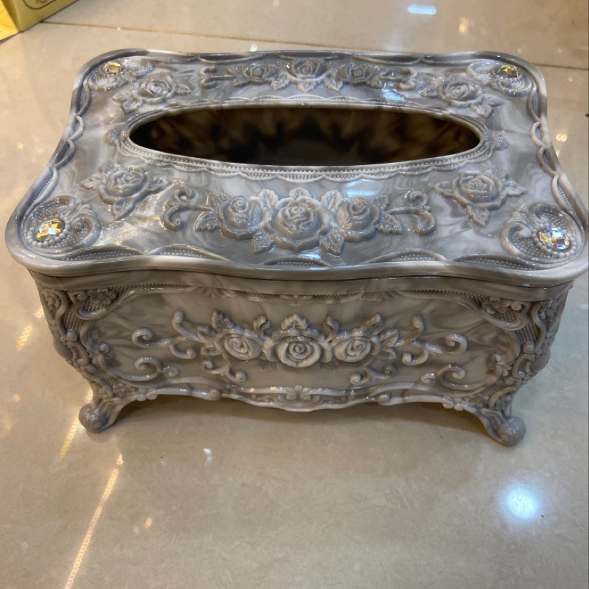 灰色玫瑰宫廷欧式风格纸巾盒餐巾纸盒多色批发小号