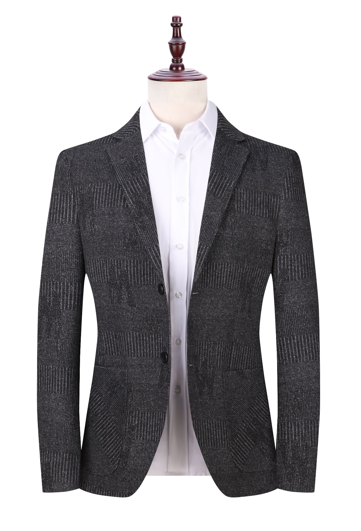 New autumn and winter knitted jacquard wool suit for young men small suit for men slim-fitting wool-like casual suit