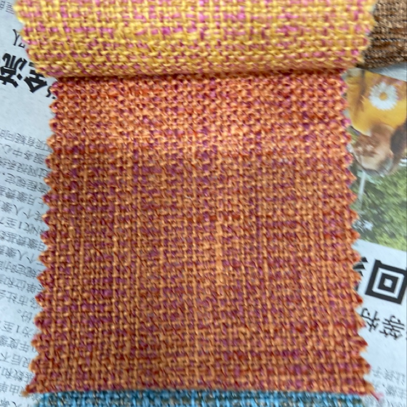 橙色竹节麻布料服装装饰品工艺品头饰面料