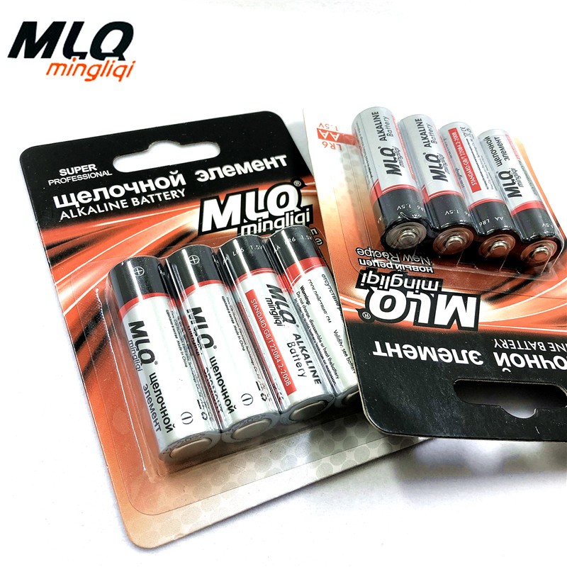 俄文MLQ明力奇5号LR6电池4粒卡装AA碱性1.5V无汞干电池厂家直销详情5