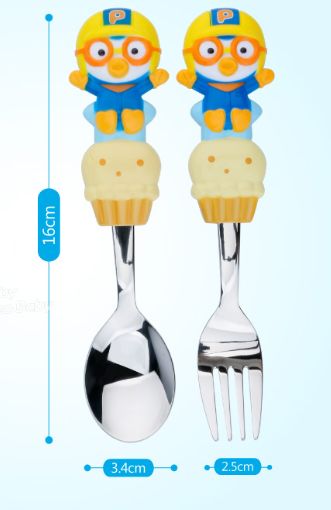 啵乐乐蛋糕不锈钢勺叉套装细节图