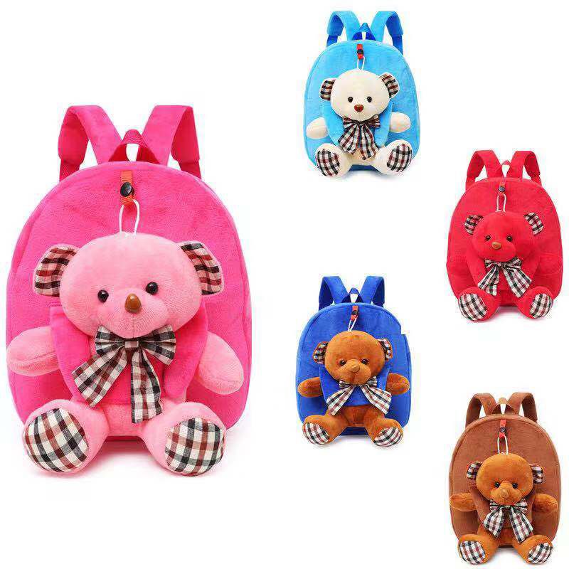 Backpacks for children with detachable checked bear early education fashionable and lovely