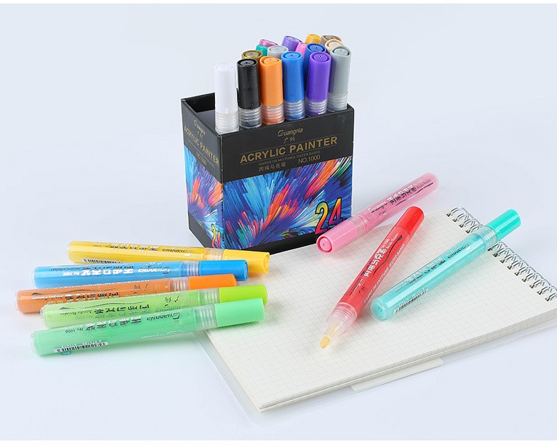 Guangna 1000-4 color paint pen, 15-color black card metallic acrylic marker pen, DIY photo album doodle pen pic 14