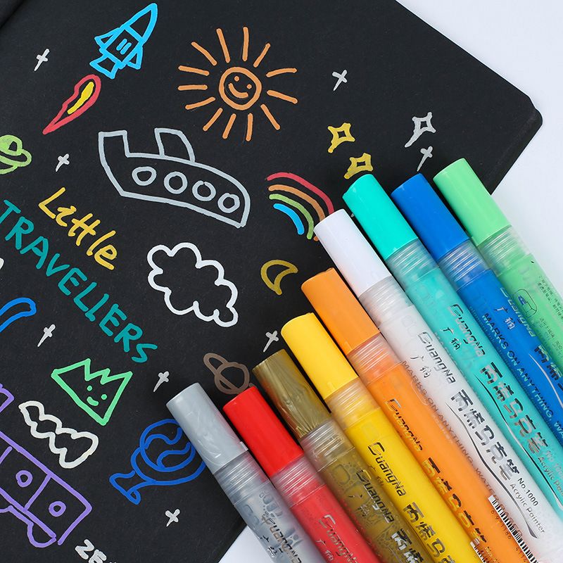 Guangna 1000-4 color paint pen, 15-color black card metallic acrylic marker pen, DIY photo album doodle pen