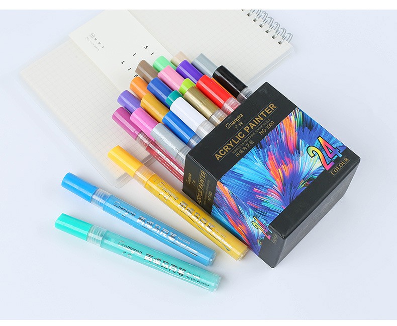 Guangna 1000-4 color paint pen, 15-color black card metallic acrylic marker pen, DIY photo album doodle pen pic 13