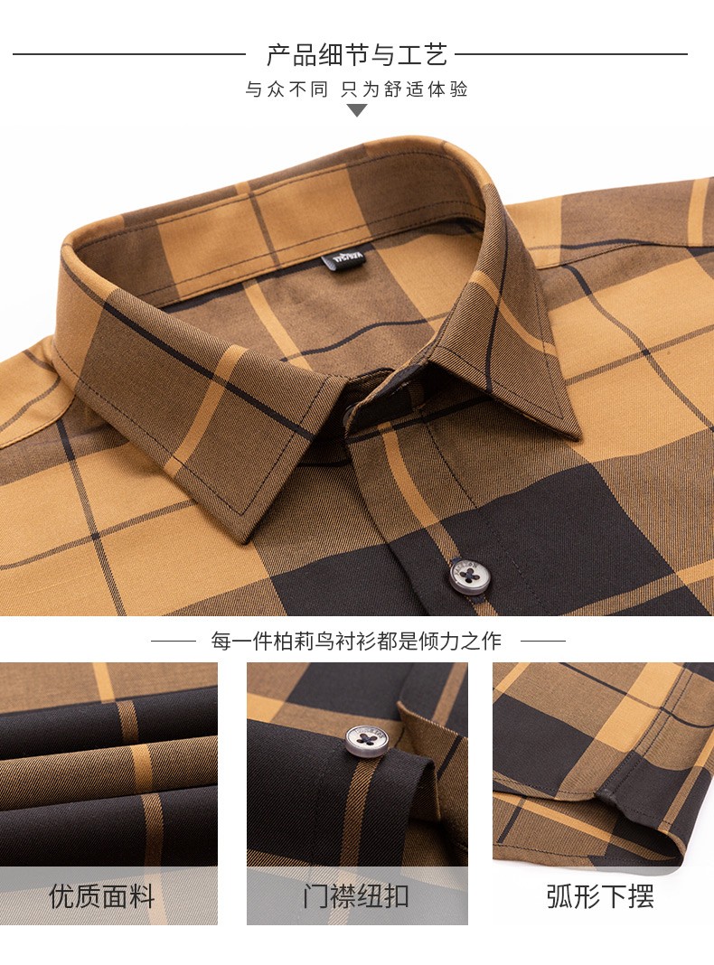 Spring and Autumn large-sized pure cotton Oxford fabric checked shirt for men, new business casual long-sleeved shirt, all-cotton no-iron inch shirt detail image 8