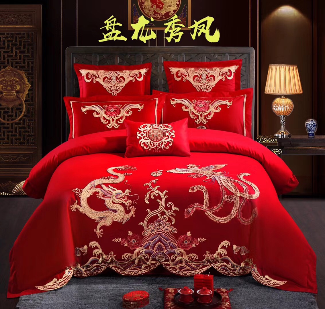 2020 New Explosive Wedding Four-Piece Set Red Embroidery Cotton 678 90 Sets 4 Quilt Bedding Application Scenario