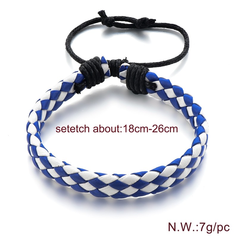 The leather bracelet is available with a simple woven bracelet or bracelet detail image 1