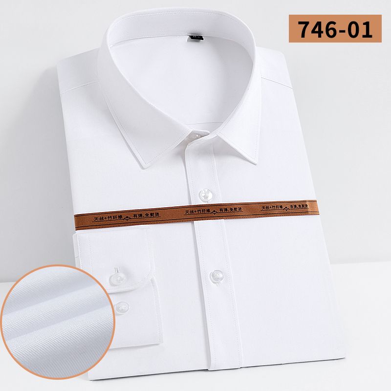 2020 hot style easy and slim Korean version long sleeve bamboo fiber shirt for men's formal wear thumbnail