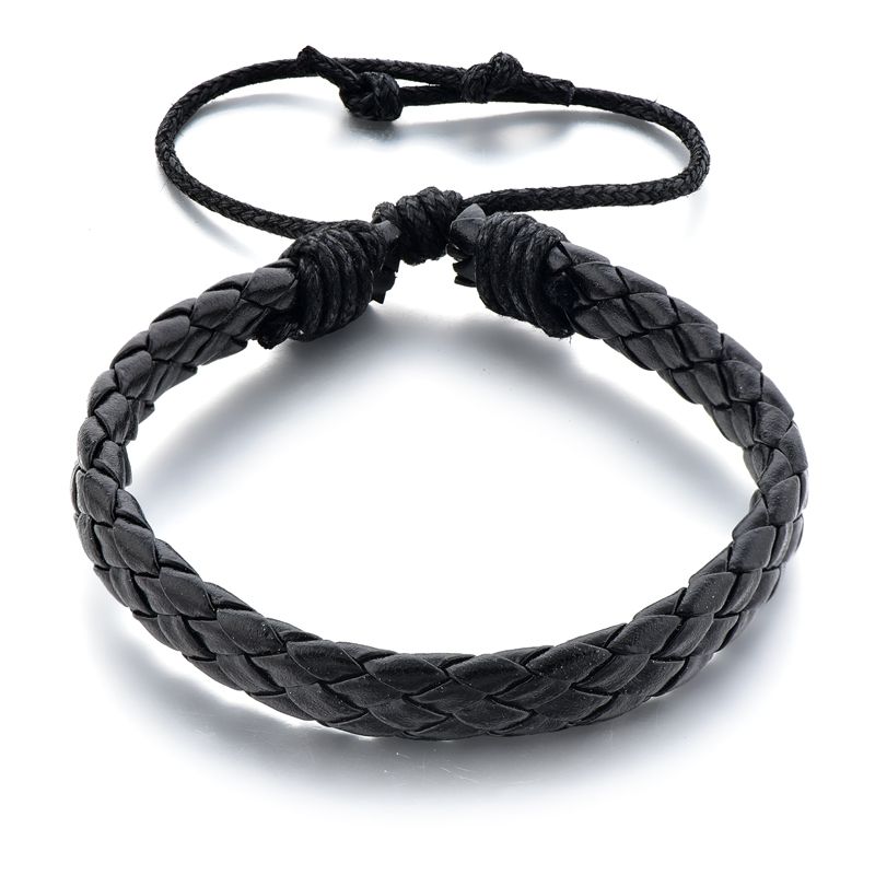 New jewelry direct sales, retro cowhide bracelets, simple woven genuine leather bracelets and bracelets wholesale details Picture