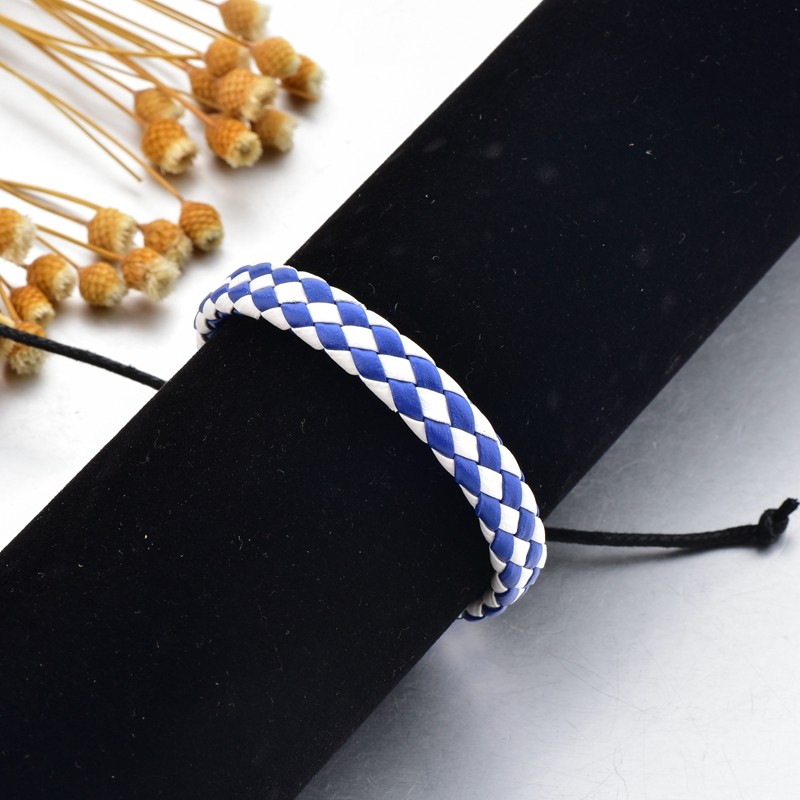 The leather bracelet is available with a simple woven bracelet or bracelet detail image 2