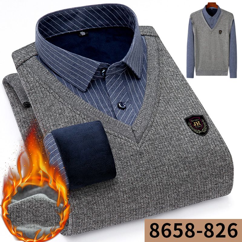 Two pieces of 2020 new men's warm shirts with fleece and thickened business casual loose checked shirts for middle-aged men Application Scenario