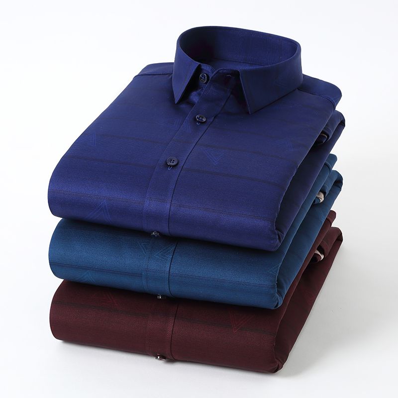 New faux wool warm shirt man plaid business casual winter middle aged man with a woolen and thickened shirt thumbnail