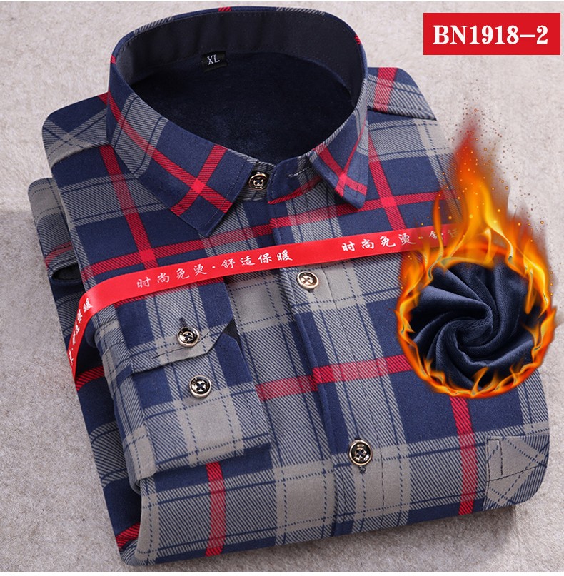 冬季保暖加绒加厚衬衫男宽松加大码长袖中老年装衬衣男详情图14