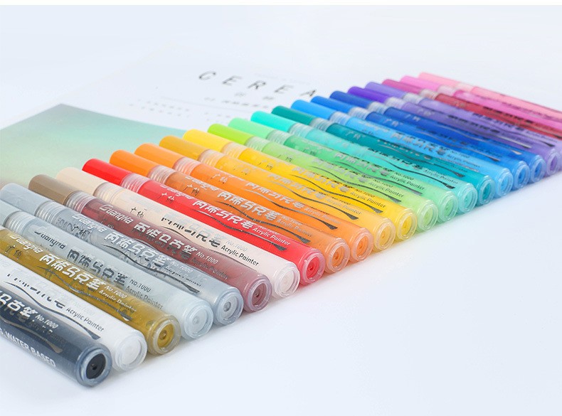 Guangna 1000-4 color paint pen, 15-color black card metallic acrylic marker pen, DIY photo album doodle pen pic 17
