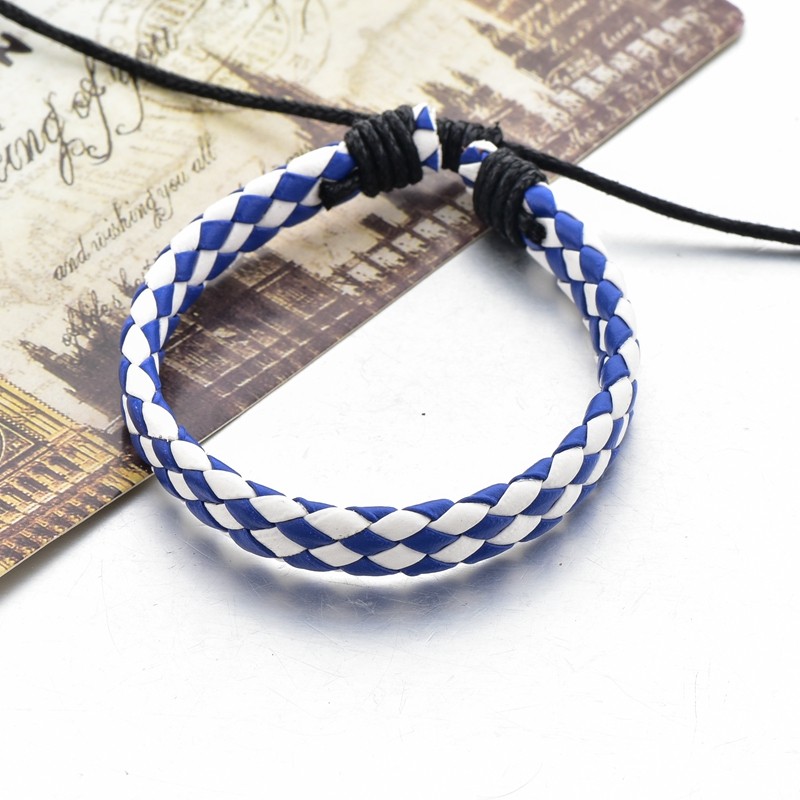 The leather bracelet is available with a simple woven bracelet or bracelet detail image 4
