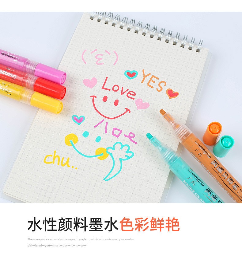 Guangna 1000-4 color paint pen, 15-color black card metallic acrylic marker pen, DIY photo album doodle pen pic 4