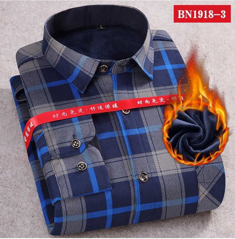 冬季保暖加绒加厚衬衫男宽松加大码长袖中老年装衬衣男详情图13