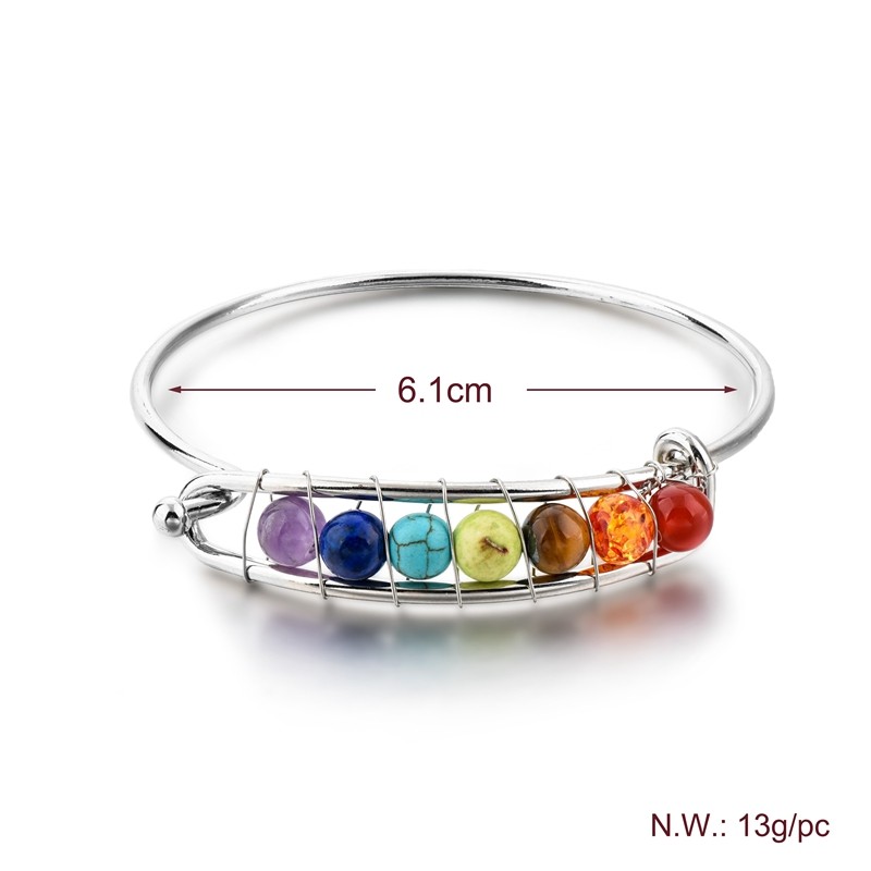 Yoga 7CHAKRA bracelet, hand-woven, gold-plated white K natural stone beads, 6mm agate amethysts, green Dongling detail image 5