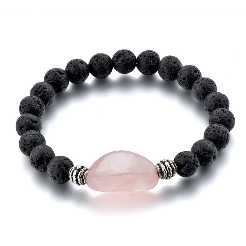 8mm natural volcanic stone bracelet, natural rose quartz ladies' European and American style essential oil bracelet LZY