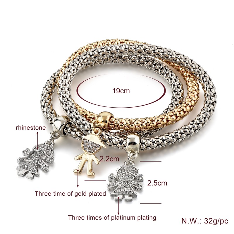 2020 新款可爱镶钻手链金色银色玫瑰金色吊坠手链详情图2