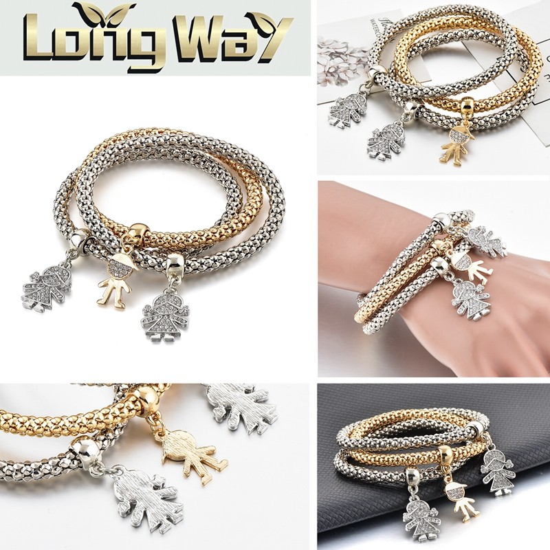 2020 新款可爱镶钻手链金色银色玫瑰金色吊坠手链详情图5