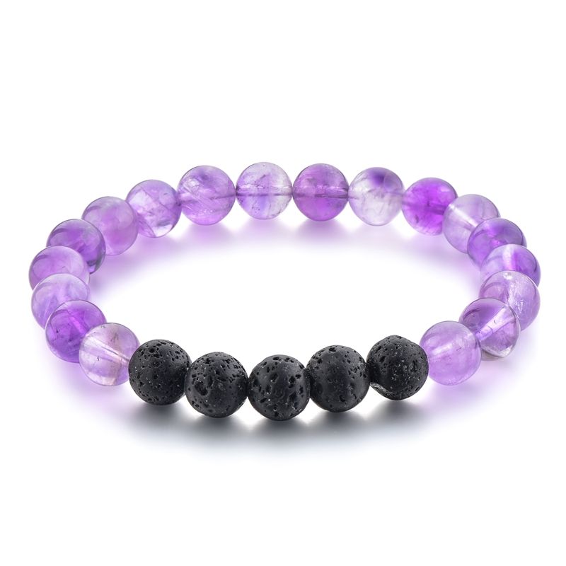 Black volcanic stone bracelet jewelry, a best-selling natural stone bracelet in foreign trade Specification image