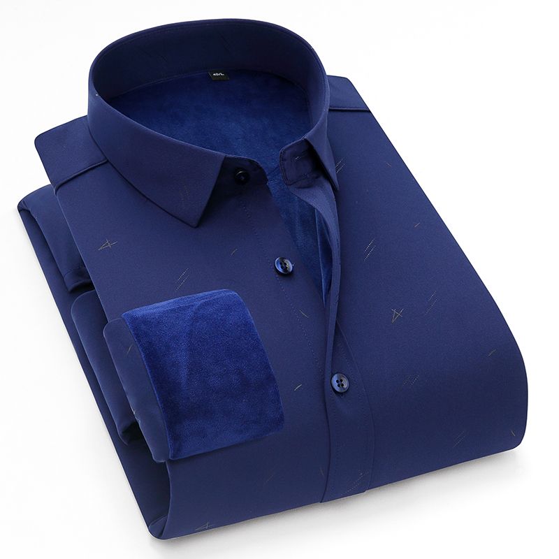 2020 Autumn/Winter new style faux men long-sleeved warm two-piece shirt with fleece and thickened base for business casual men's shirts Application Scenario