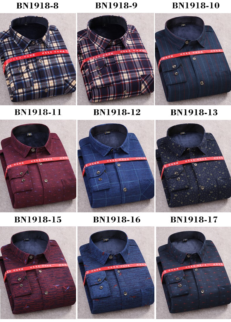 冬季保暖加绒加厚衬衫男宽松加大码长袖中老年装衬衣男详情图10