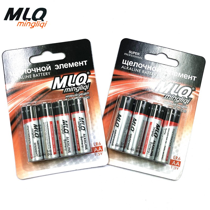 俄文MLQ明力奇5号LR6电池4粒卡装AA碱性1.5V无汞干电池厂家直销详情2