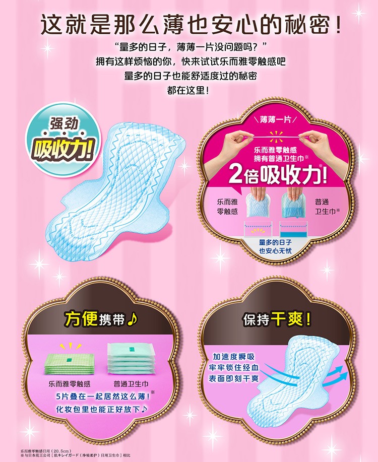 花王 乐而雅零触感特薄普通日用护翼 28片详情图3