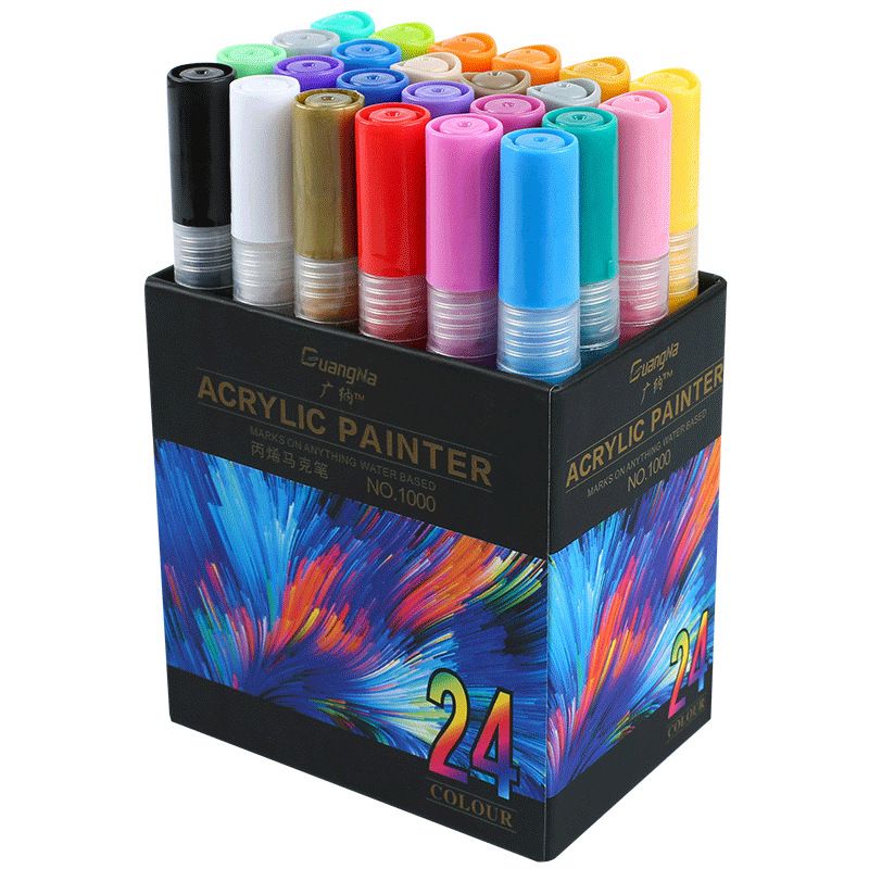 Guangna 1000-4 color paint pen, 15-color black card metallic acrylic marker pen, DIY photo album doodle pen Item Picture
