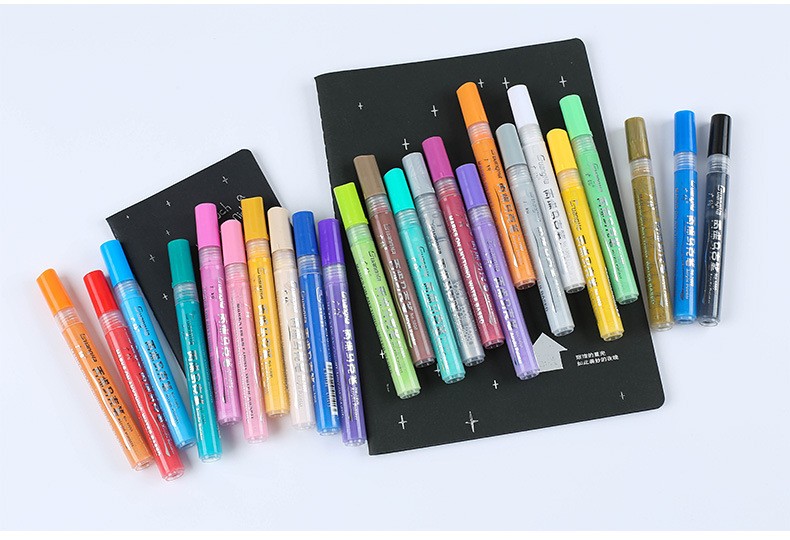 Guangna 1000-4 color paint pen, 15-color black card metallic acrylic marker pen, DIY photo album doodle pen pic 16