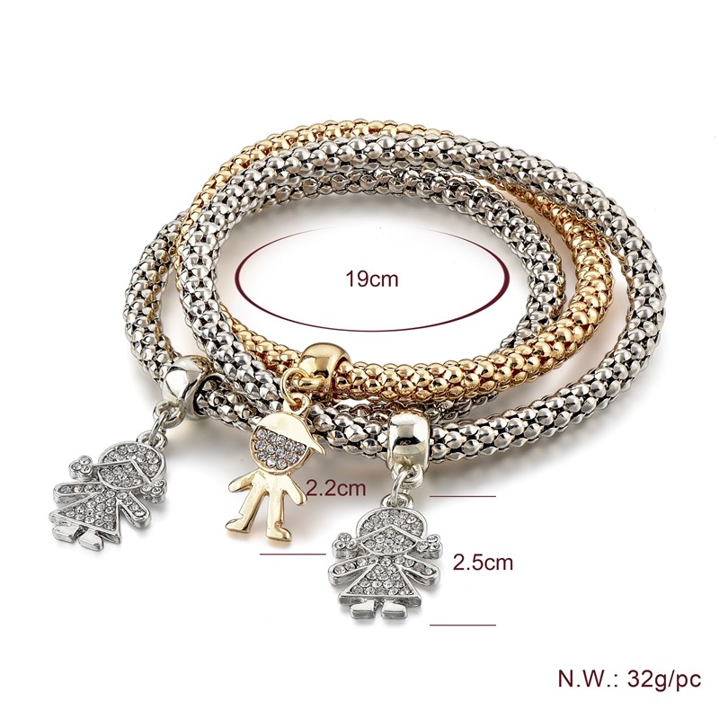 2020 新款可爱镶钻手链金色银色玫瑰金色吊坠手链详情图1