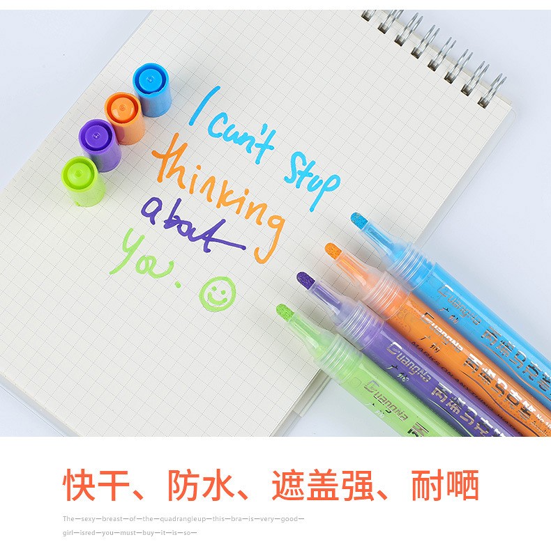 Guangna 1000-4 color paint pen, 15-color black card metallic acrylic marker pen, DIY photo album doodle pen pic 9