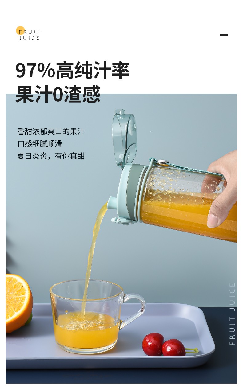 Portable mini household juicer, multi-functional USB charging juicer cup, fruit electric juice cup wholesale detail image 3