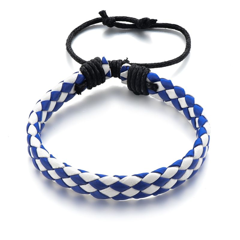 The leather bracelet is available with a simple woven bracelet or bracelet