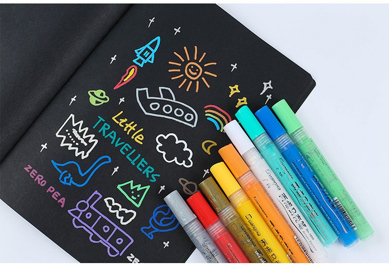 Guangna 1000-4 color paint pen, 15-color black card metallic acrylic marker pen, DIY photo album doodle pen pic 15