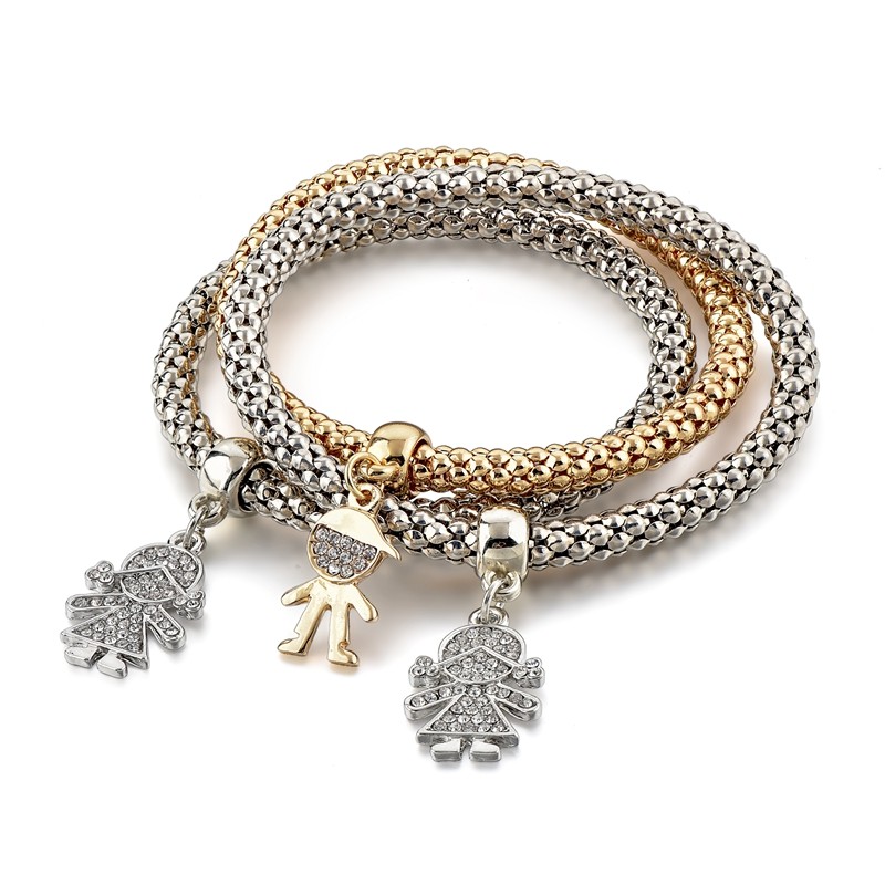 2020 新款可爱镶钻手链金色银色玫瑰金色吊坠手链详情图4