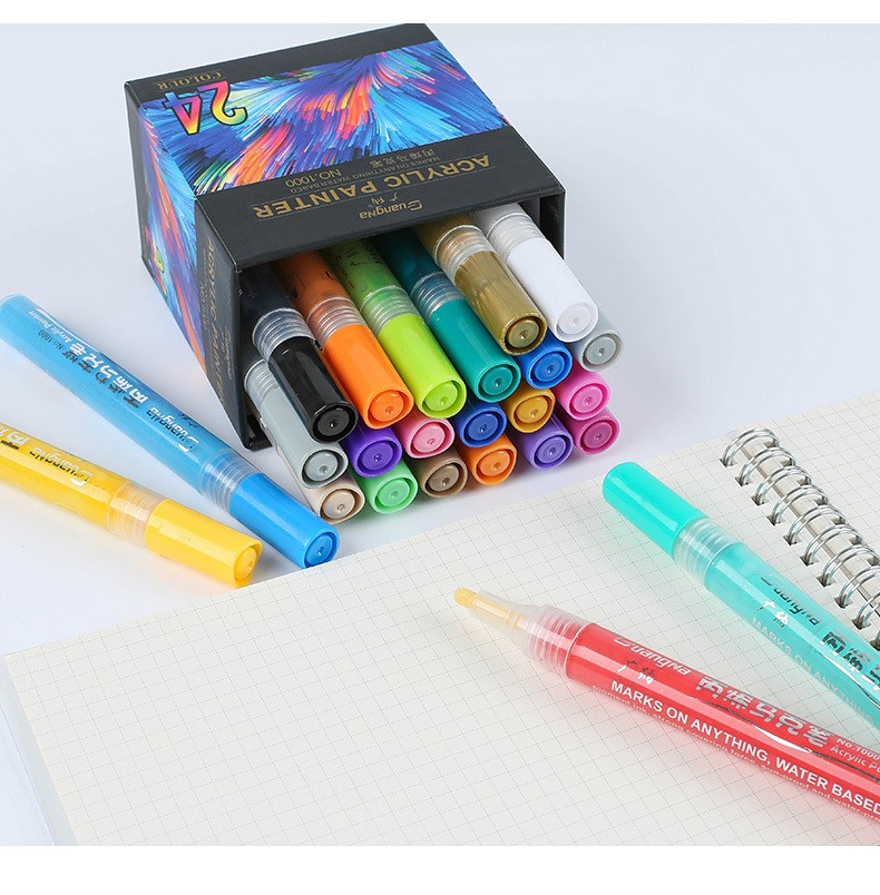 Guangna 1000-4 color paint pen, 15-color black card metallic acrylic marker pen, DIY photo album doodle pen pic 1