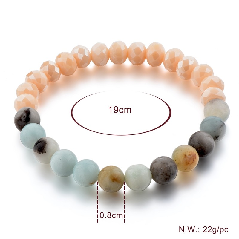 Amazon's best-selling cross-border e-commerce exclusive natural stone bracelet, fashionable beading, Amazon round bead bracelet LZY detail image 1