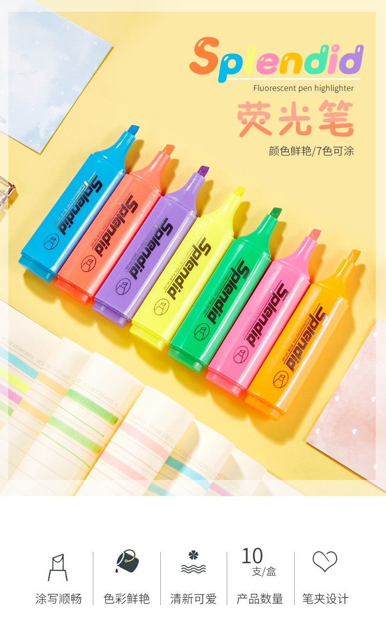 The PoK MP-490 highlighter is a water-based pigment marker with a vivid color of 5mm pic 1